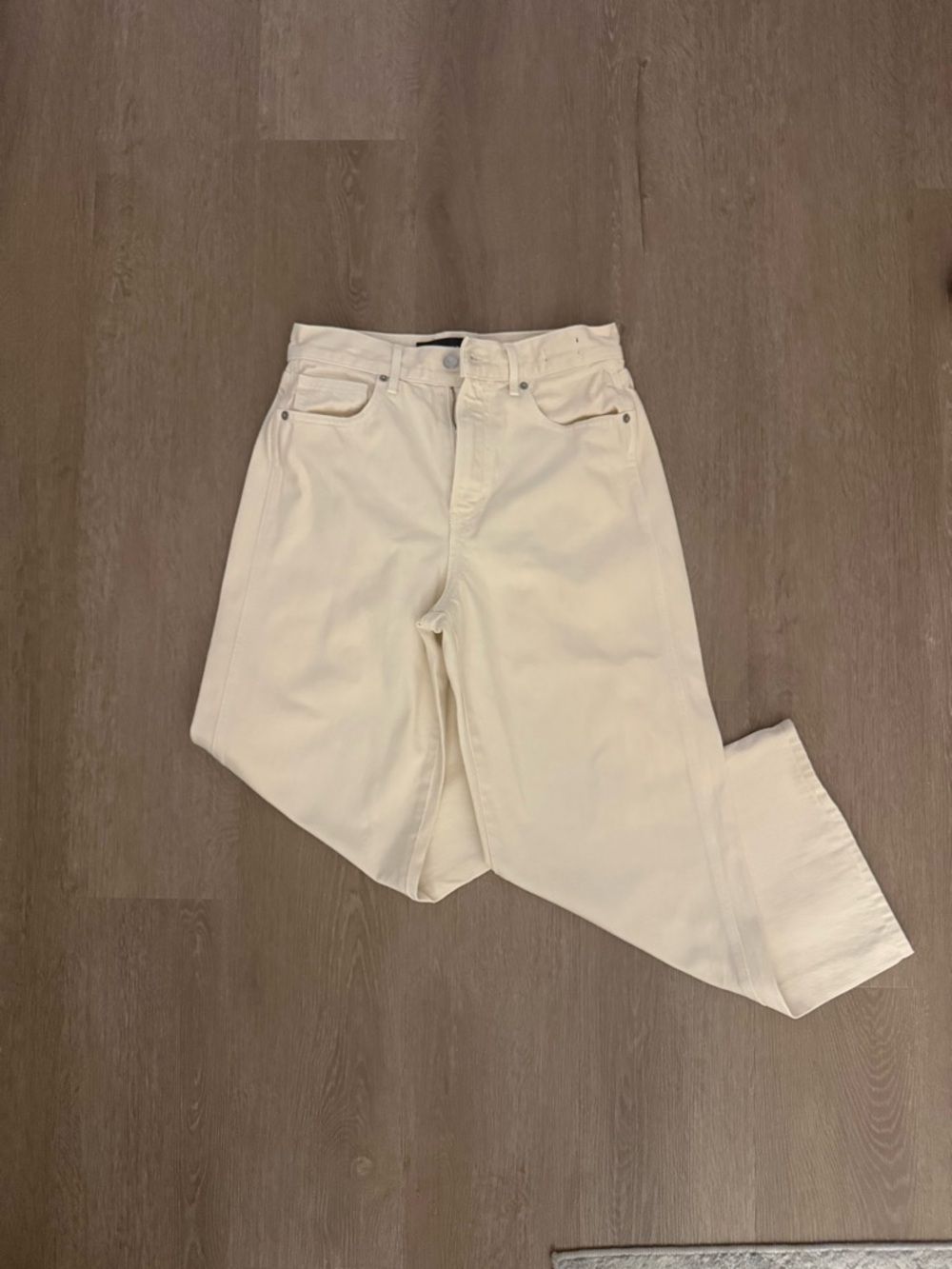 Veronica Beard Taylor Cropped Wide Leg Jean, Ecru, 27